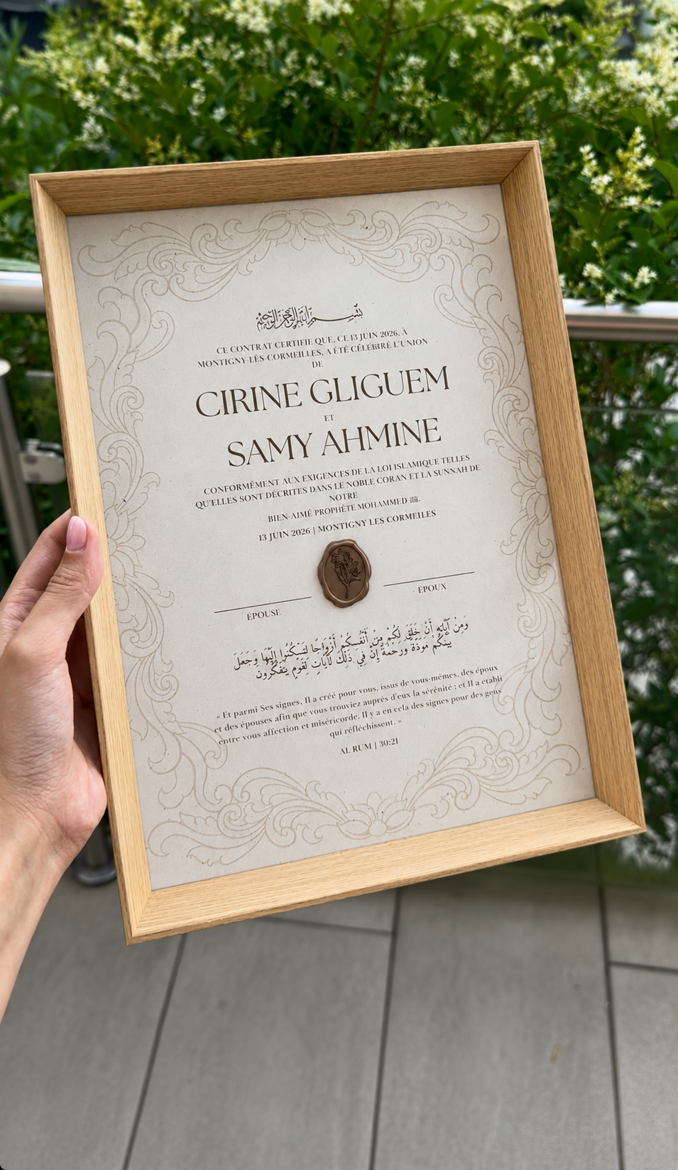 Certificat de mariage