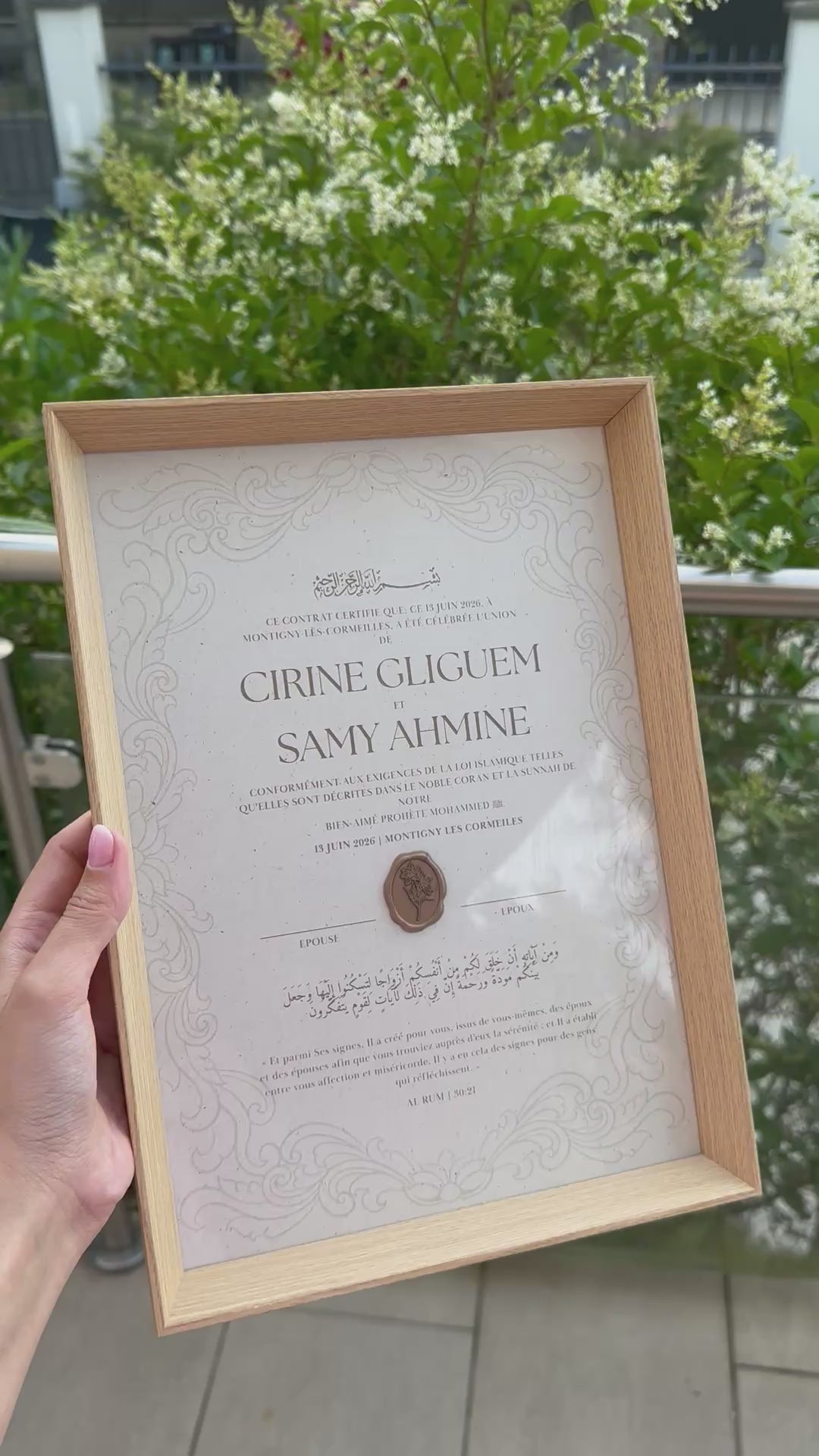 Certificat de mariage